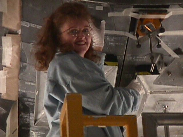 Anna Holmes checking out Discovery after her return of our first protein crystals