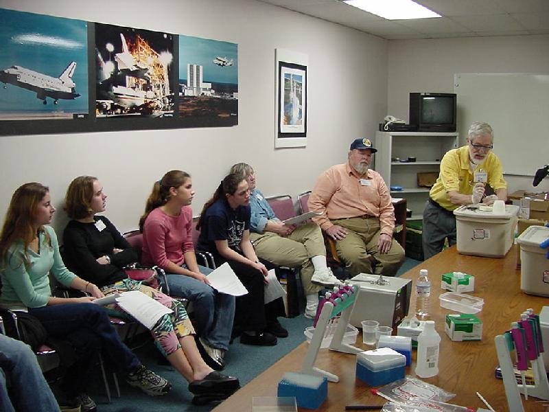 Merle Myers demonstrates the liquid Nitrogen step